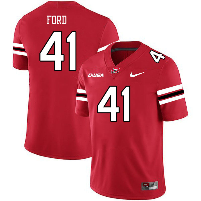 Western Kentucky Hilltoppers #41 Alex Ford College Football Jerseys Stitched Sale-Red